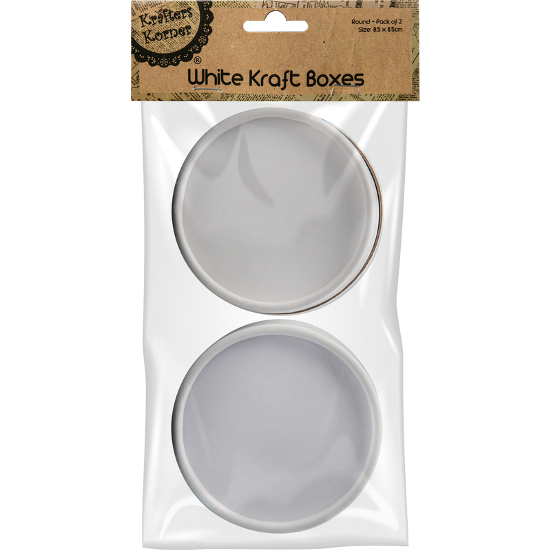 Gray Krafters Korner Round Paper Boxes-White (2 Pack) Craft Storage