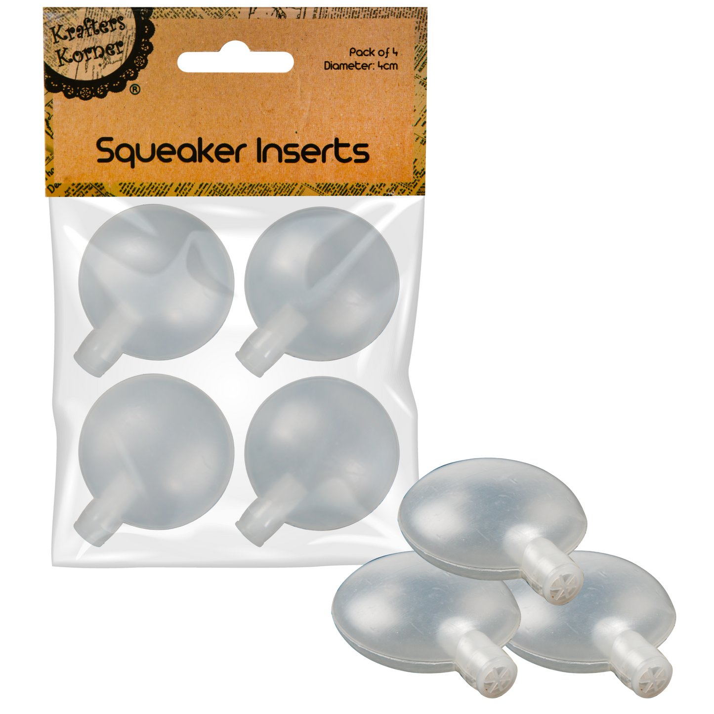 Gray Krafters Korner Squeaker Insert 4cm 4 Pack Doll Making