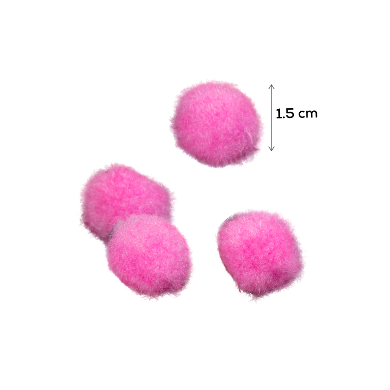 Hot Pink Krafters Korner Pom Pom-Light Pink 1.5cm (200 Pack) Pom Pom