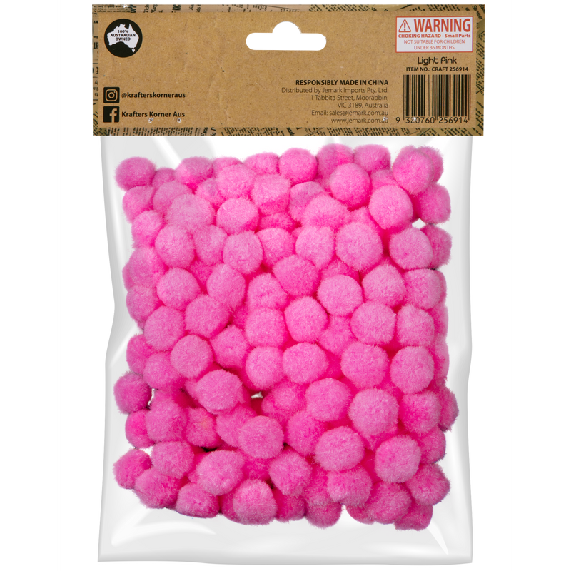 Pale Violet Red Krafters Korner Pom Pom-Light Pink 1.5cm (200 Pack) Pom Pom