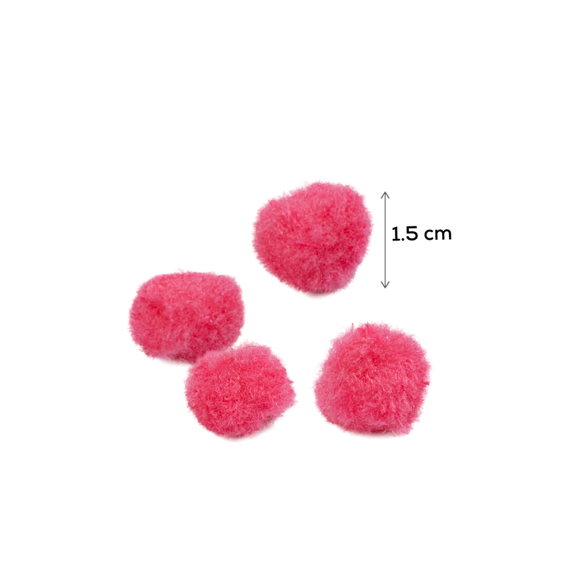 Tomato Krafters Korner 1.5cm Pom Pom 200 Pack Hot Pink Pom Pom