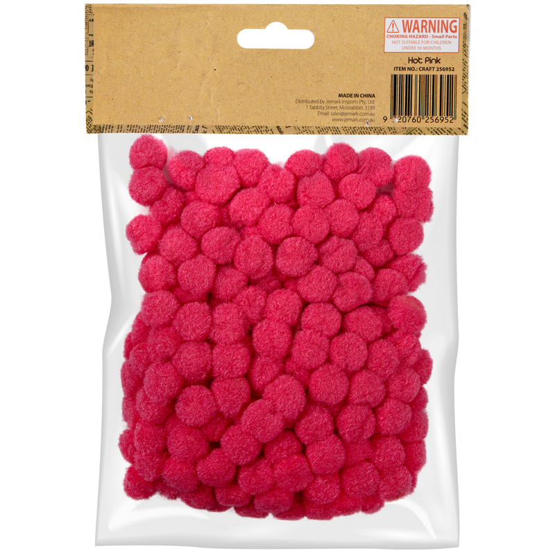 Wheat Krafters Korner 1.5cm Pom Pom 200 Pack Hot Pink Pom Pom