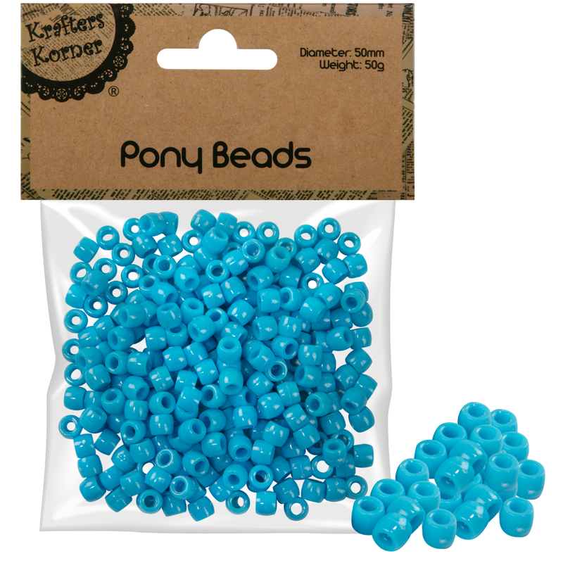 Steel Blue Krafters Korner Pony Beads-Blue 50g Beads