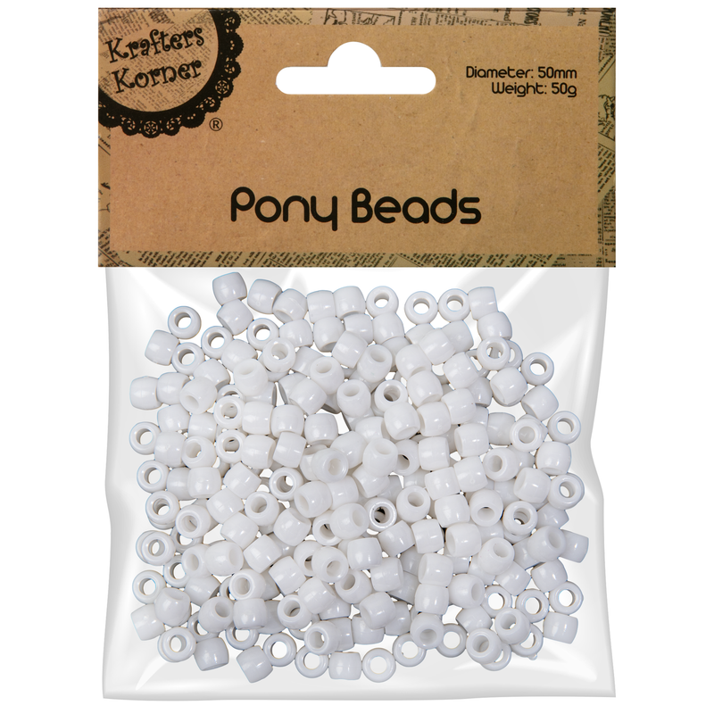 Light Gray Krafters Korner Pony Beads-White 50g Beads