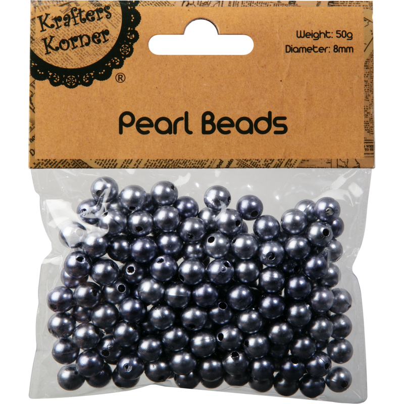 Dark Khaki Krafters Korner 8mm Silver Pearl Beads 50g Beads