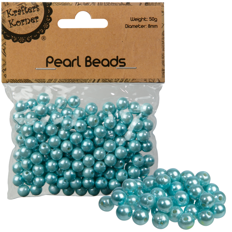 Rosy Brown Krafters Korner Pearl Beads-Light Blue 8mm (50g) Beads