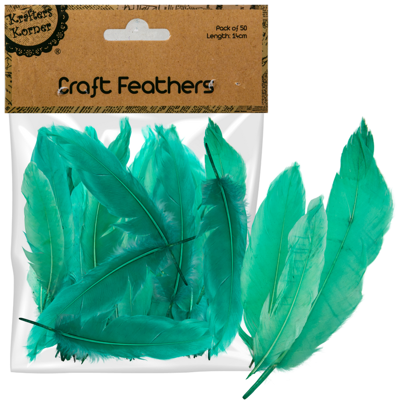 Rosy Brown Krafters Korner Craft 14cm Green Feathers 50 Pack Feathers