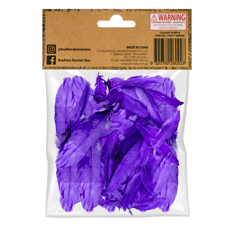 Blue Violet Krafters Korner Craft Feathers-Purple 14cm (50 Pack) Feathers