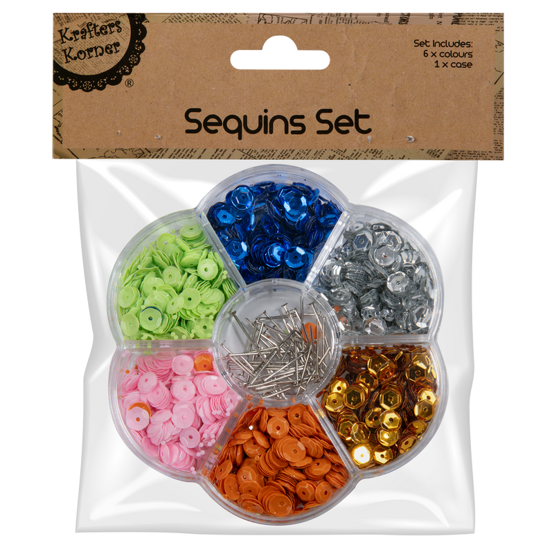 Rosy Brown Krafters Korner Pastel 6 Colour Sequin Set Sequins and Rhinestons