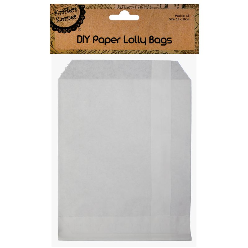 Light Gray Krafters Korner Paper Large Lolly Bags 15 Pack All Craft Basics