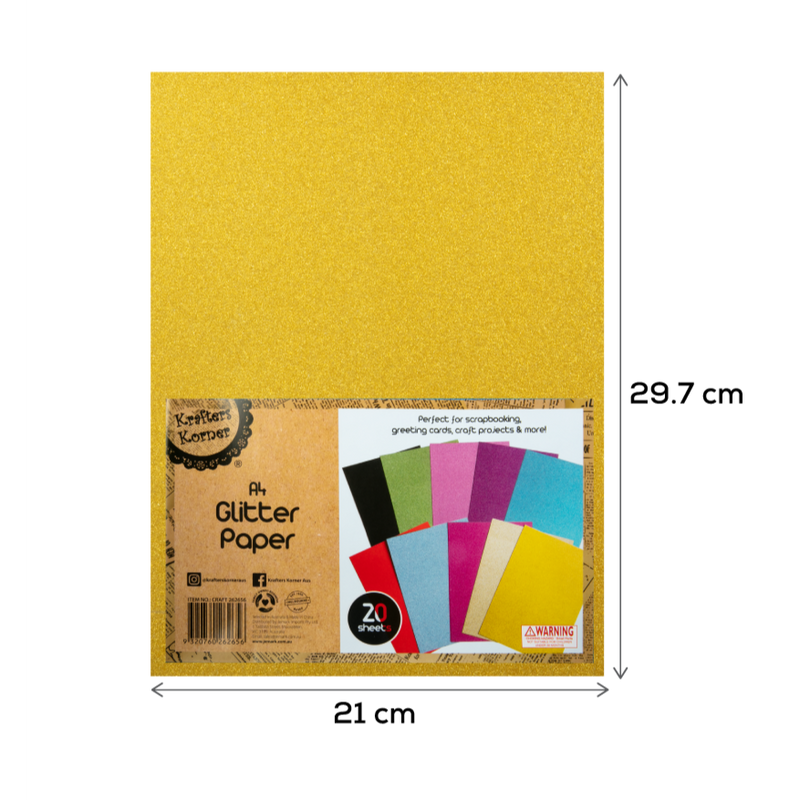 Goldenrod Krafters Korner Glitter Paper A4 (20 Pack) Cardstock