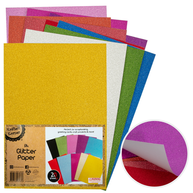 Goldenrod Krafters Korner Glitter Paper A4 (20 Pack) Cardstock