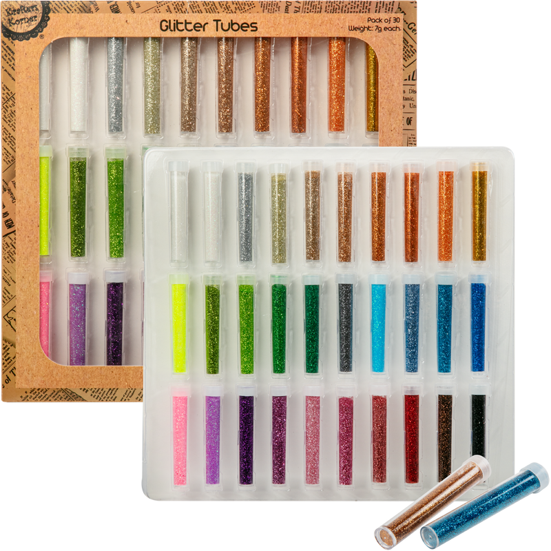 Gray Krafters Korner Assorted Colour Glitter Tube Pack 30 Pack Glitter