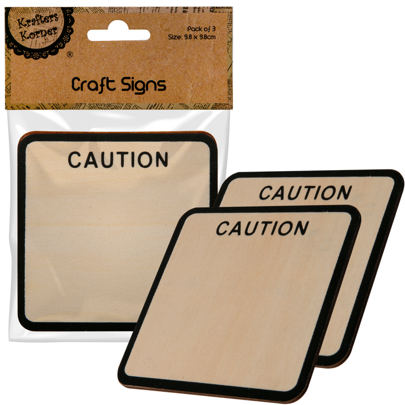 Tan Krafters Korner Wooden Craft Caution Signs 3 Pack Kids Wood Craft