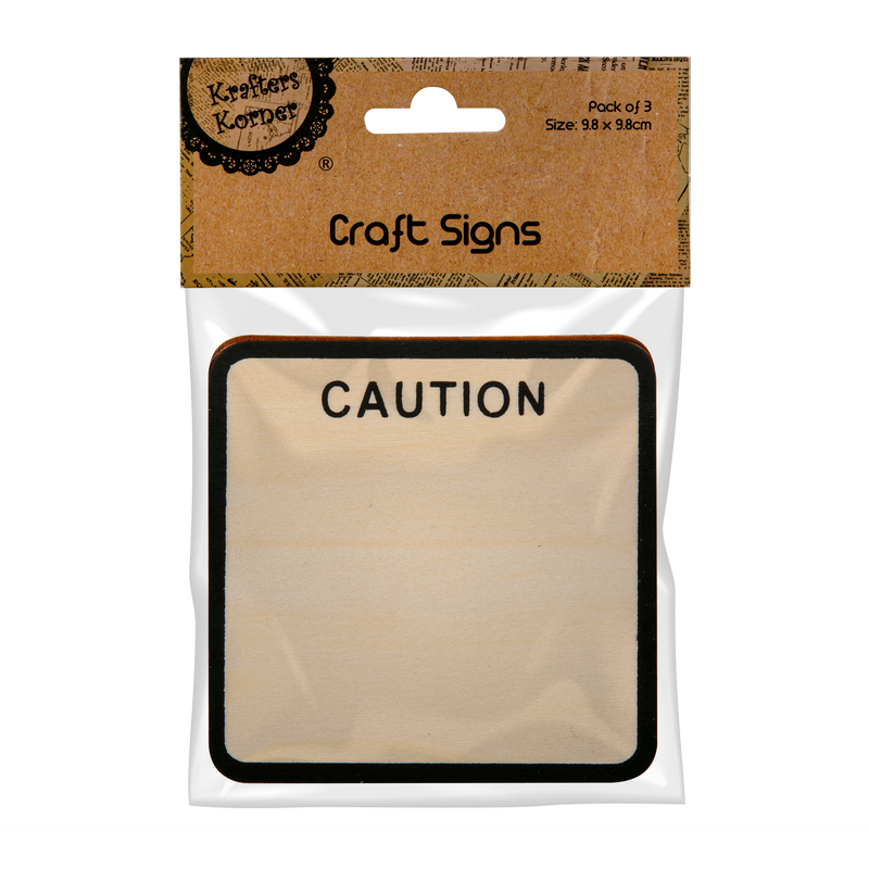 Tan Krafters Korner Wooden Craft Caution Signs 3 Pack Kids Wood Craft