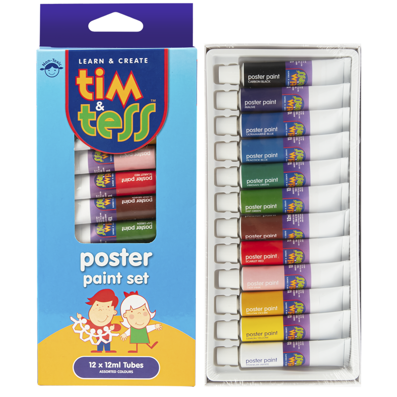 Dark Slate Blue Tim & Tess Poster Paint Set 12 x 12ml Tubes Kids Painting Acccessories