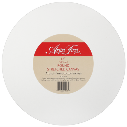 Antique White Artist First Choice Round Stretched Canvas 12 Inches Round Canvases