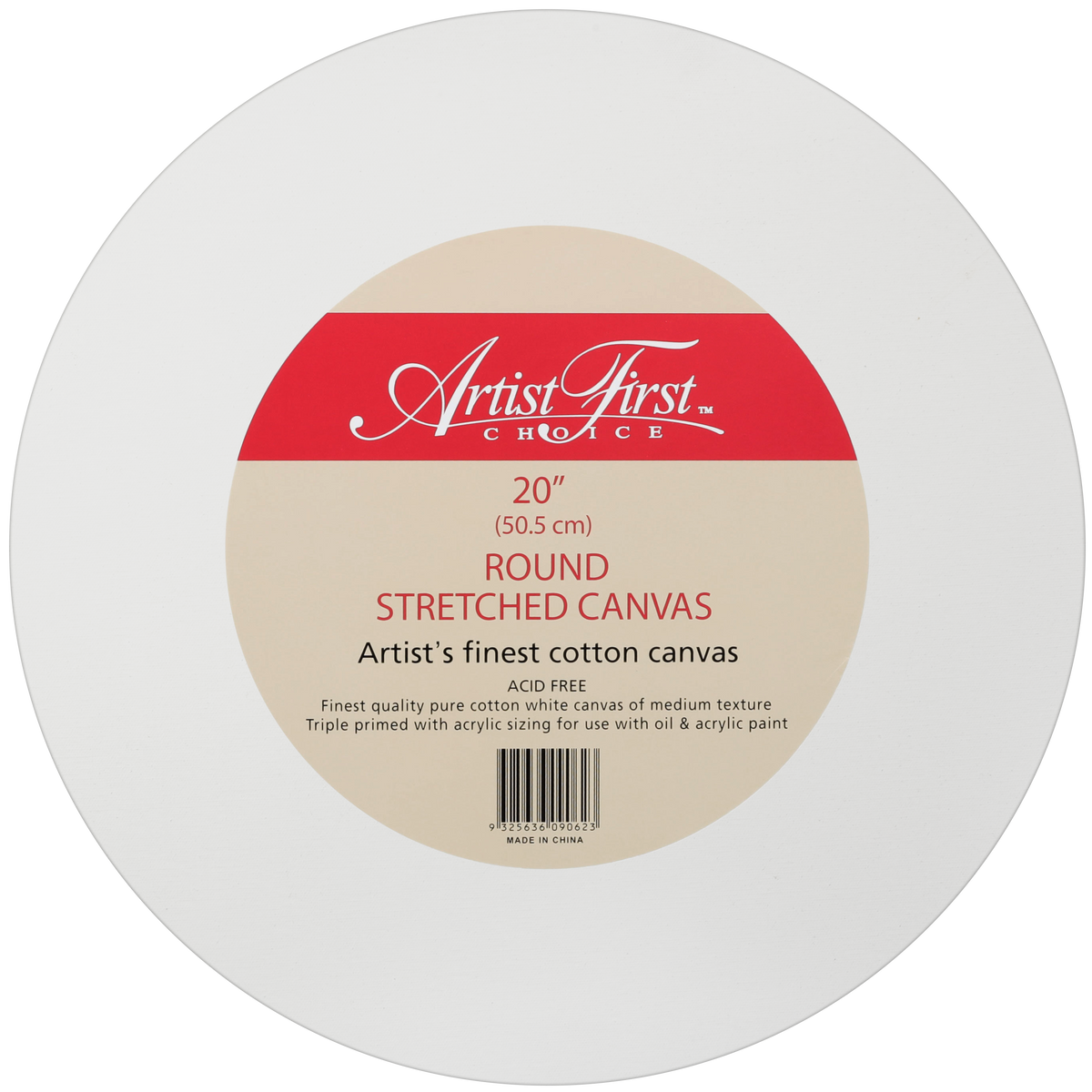 Light Gray Artist First Choice Round Stretched Canvas 20 Inches Round Canvases