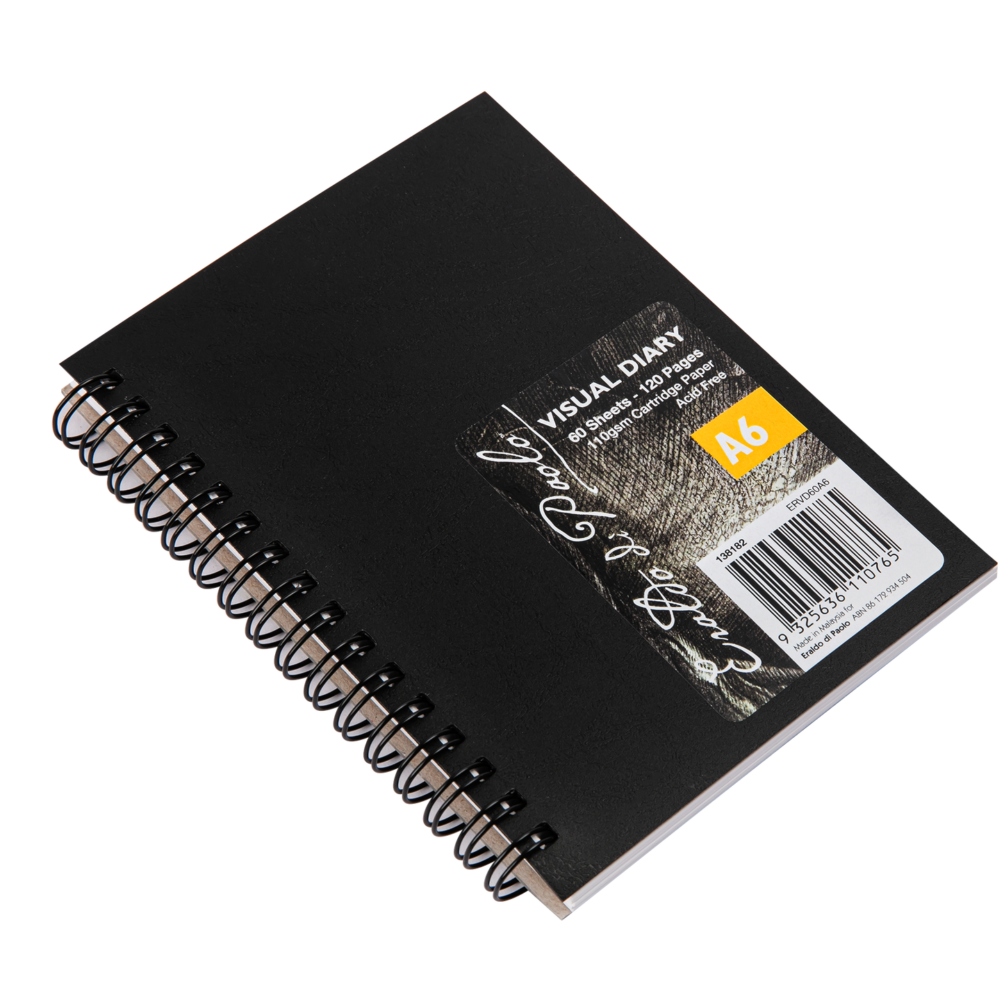 Black Eraldo di Paolo A6 Visual Diary 110gsm 60 Sheets Visual Diary