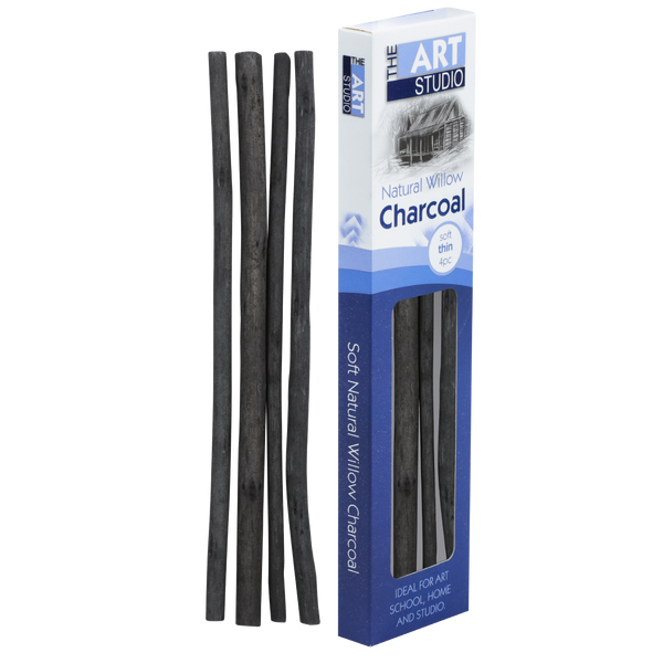 The Art Studio Natural Willow Charcoal Soft Thin 4 Pieces