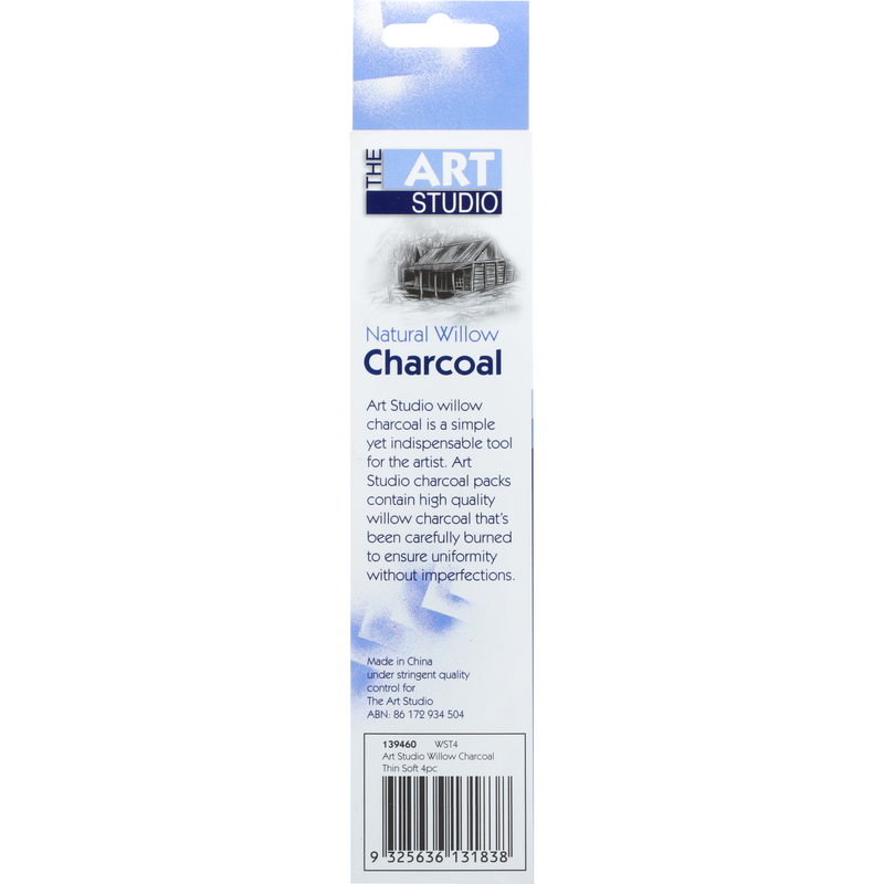 Lavender The Art Studio Natural Willow Charcoal Soft Thin 4 Pieces Pastels & Charcoal