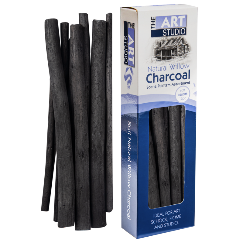 Dark Slate Gray The Art Studio Natural Willow Charcoal Scene Painters Assorted Sizes 12 Pieces Pastels & Charcoal