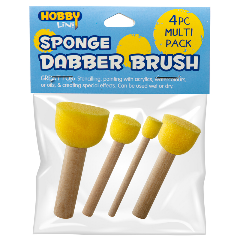 Steel Blue Hobby Line Sponge Dabber Brush 4 Piece Pack Paint Brushes