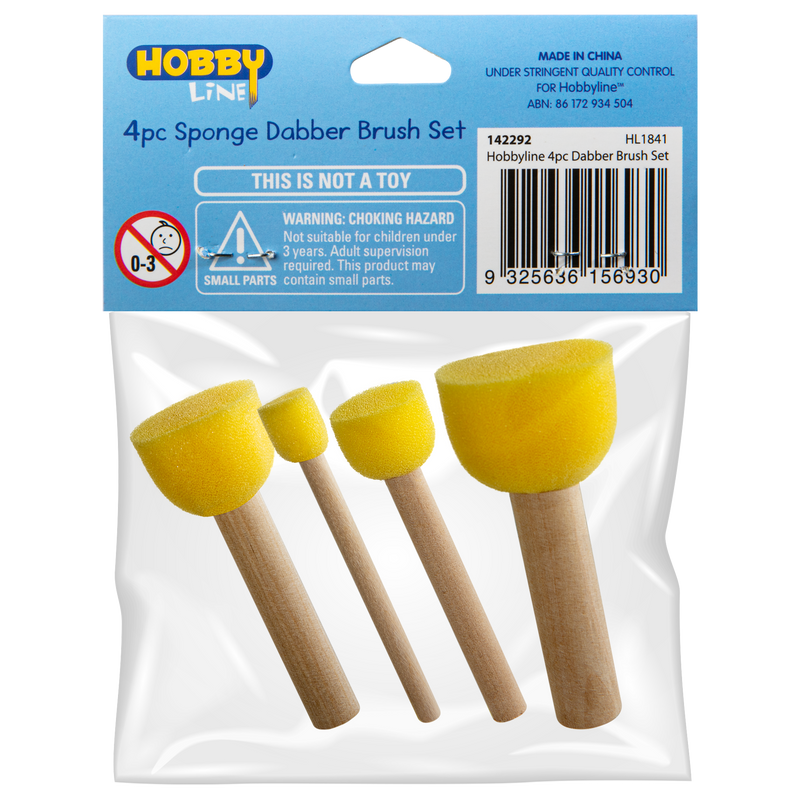 Steel Blue Hobby Line Sponge Dabber Brush 4 Piece Pack Paint Brushes