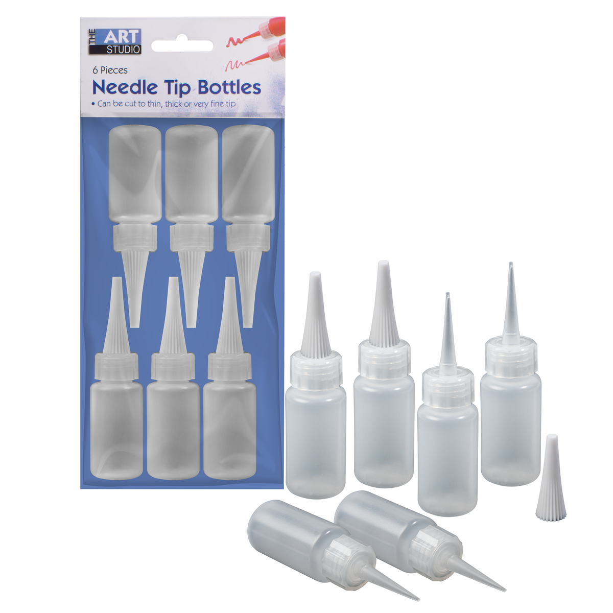 Gray The Art Studio Needle Tip Bottle Applicator 29ml 6 Pieces Painting Accessories