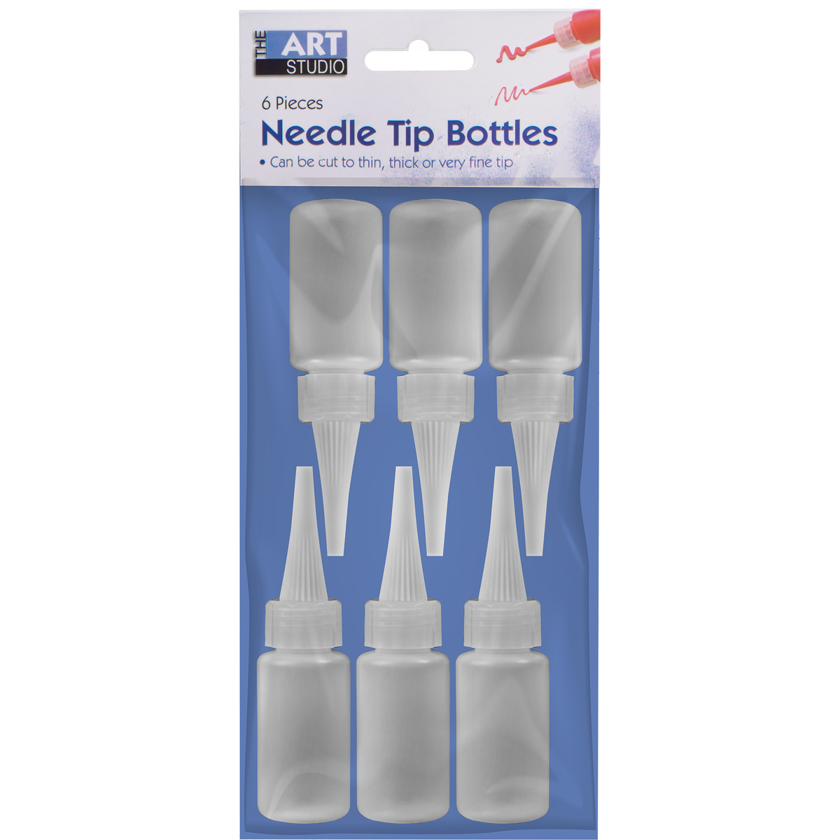 Dark Gray The Art Studio Needle Tip Bottle Applicator 29ml 6 Pieces Painting Accessories