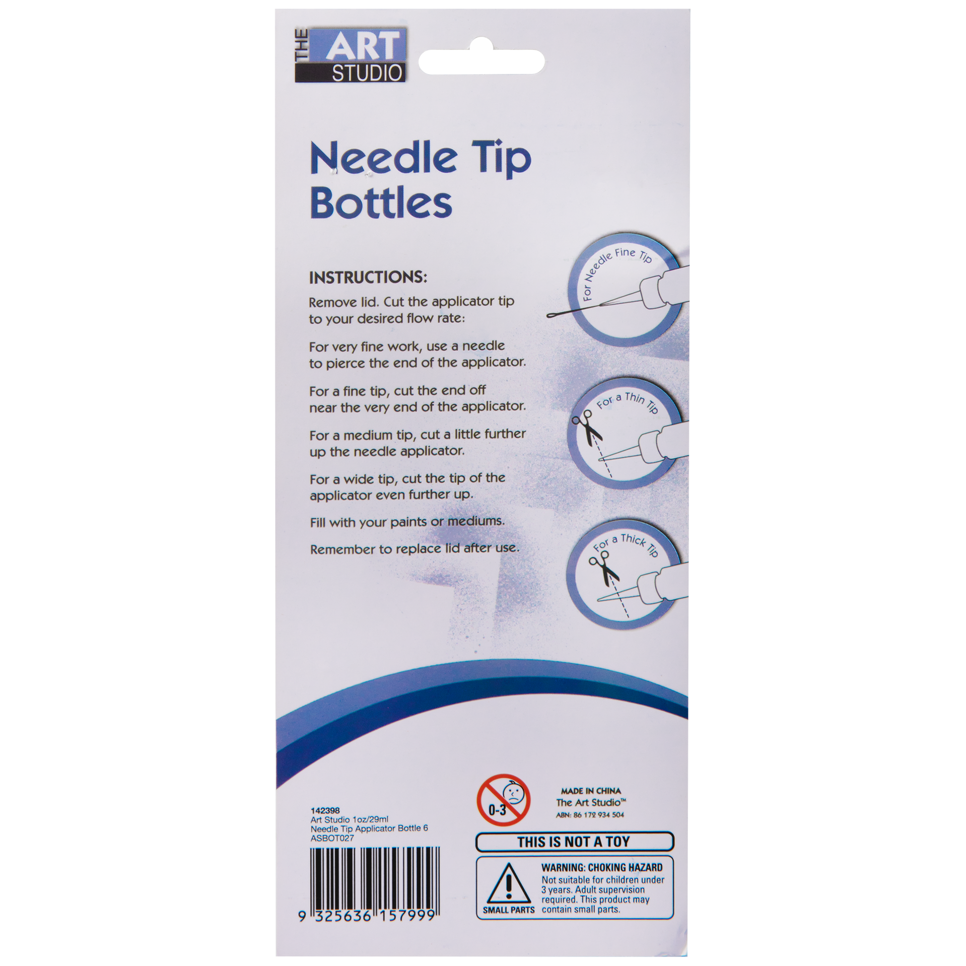 Light Gray The Art Studio Needle Tip Bottle Applicator 29ml 6 Pieces Painting Accessories
