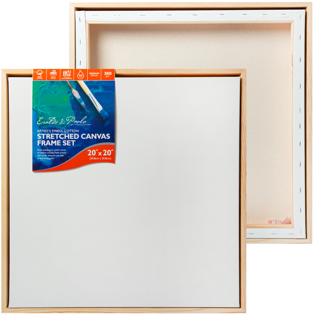 Light Gray Eraldo di Paolo Stretched Canvas with Wood Frame 20 x 20 Inches Gallery Wrapped Stretched Canvas With Wooden Frame