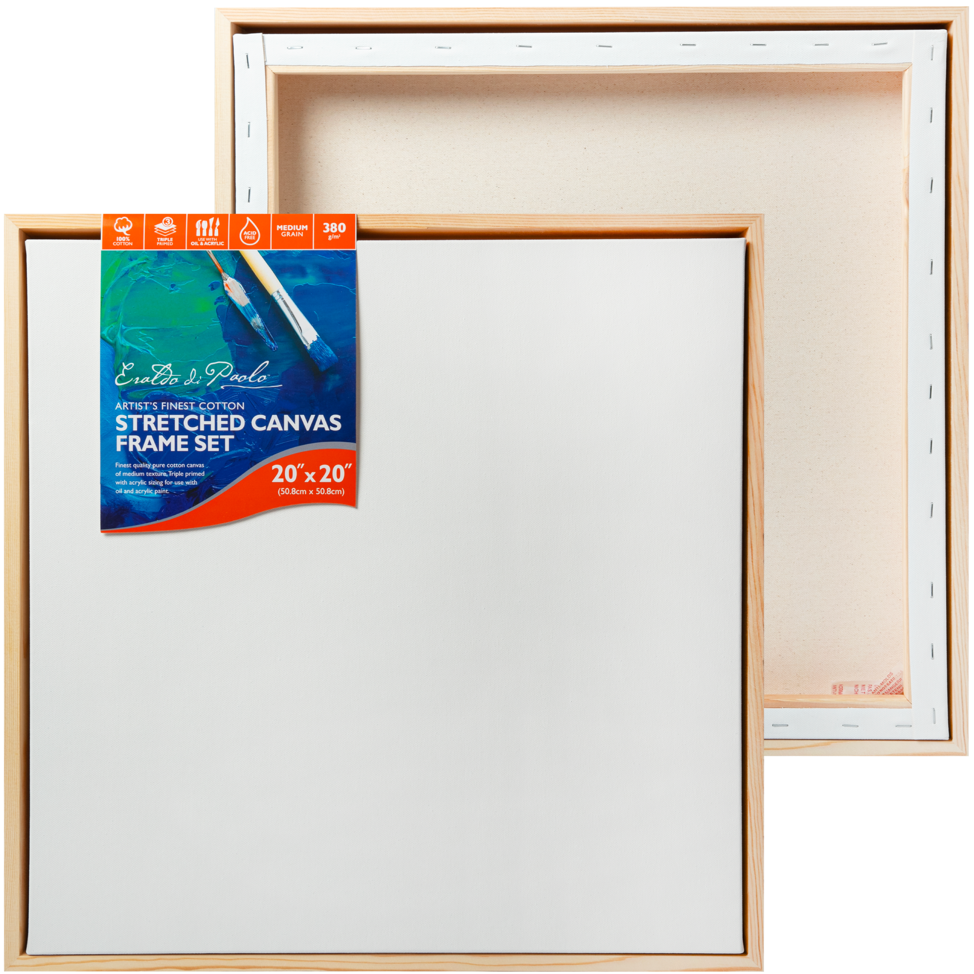 Light Gray Eraldo di Paolo Stretched Canvas with Wood Frame 20 x 20 Inches Gallery Wrapped Stretched Canvas With Wooden Frame
