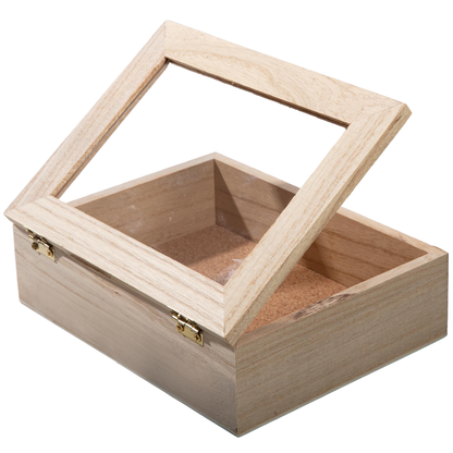 Rosy Brown Urban Crafter Rectangular Keepsake Case Clear Lid 17x13x5cm Wood Crafts