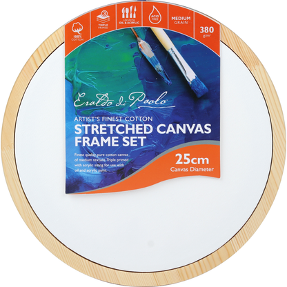 Antique White Eraldo di Paolo Round Framed Canvas Set 25cm Gallery Wrapped Stretched Canvas With Wooden Frame