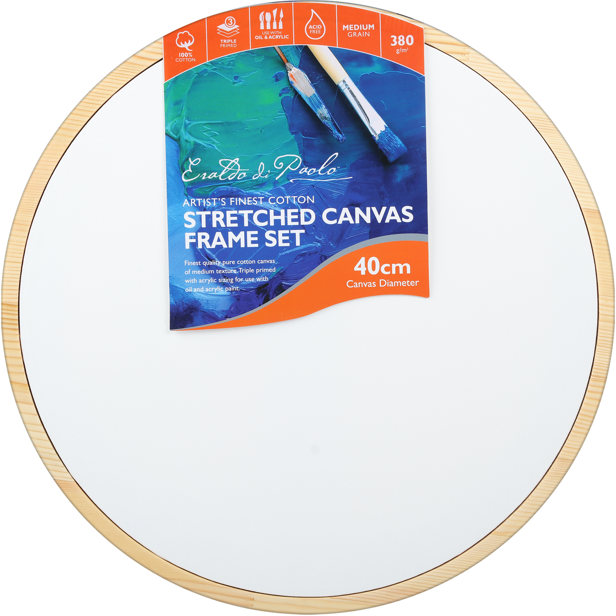 Steel Blue Eraldo di Paolo Round Framed Canvas Set 40cm Gallery Wrapped Stretched Canvas With Wooden Frame