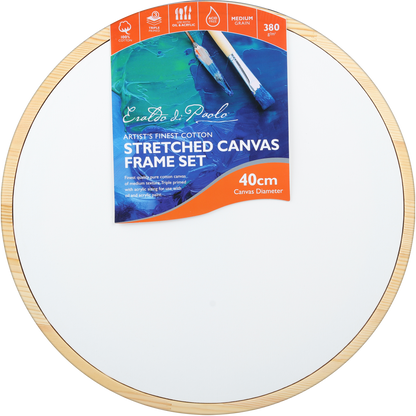 Steel Blue Eraldo di Paolo Round Framed Canvas Set 40cm Gallery Wrapped Stretched Canvas With Wooden Frame