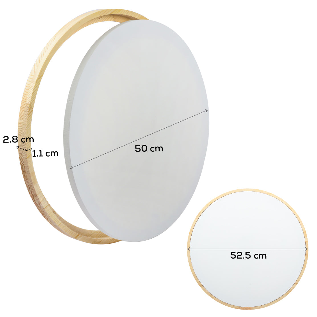 Light Gray Eraldo di Paolo Round Framed Canvas Set 50cm Gallery Wrapped Stretched Canvas With Wooden Frame