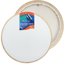 Light Gray Eraldo di Paolo Round Framed Canvas Set 60cm Gallery Wrapped Stretched Canvas With Wooden Frame