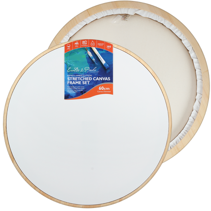 Light Gray Eraldo di Paolo Round Framed Canvas Set 60cm Gallery Wrapped Stretched Canvas With Wooden Frame
