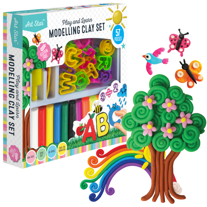 Sea Green Art Star Play & Learn Modelling Clay Set (57 Pieces) Kids Modelling Supplies