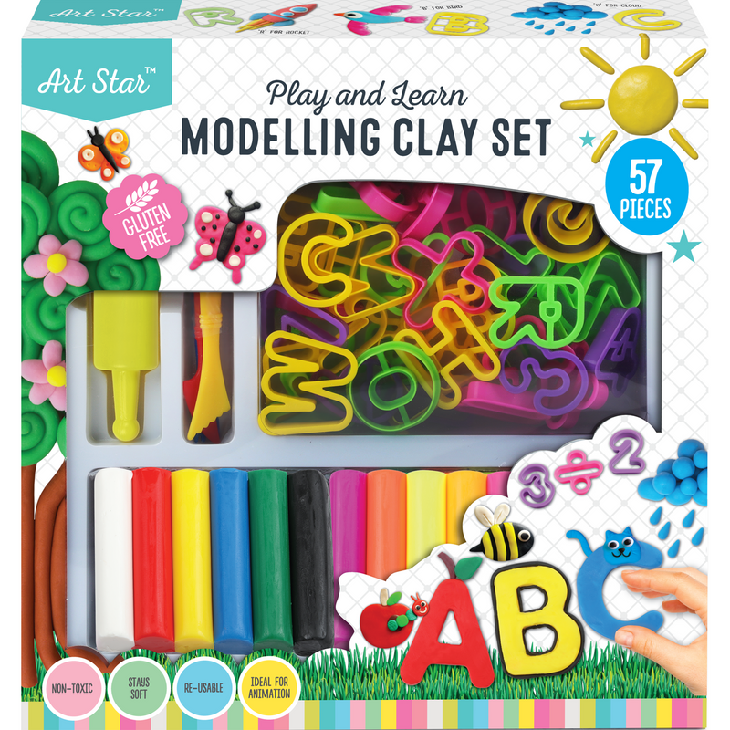 Dark Slate Gray Art Star Play & Learn Modelling Clay Set (57 Pieces) Kids Modelling Supplies