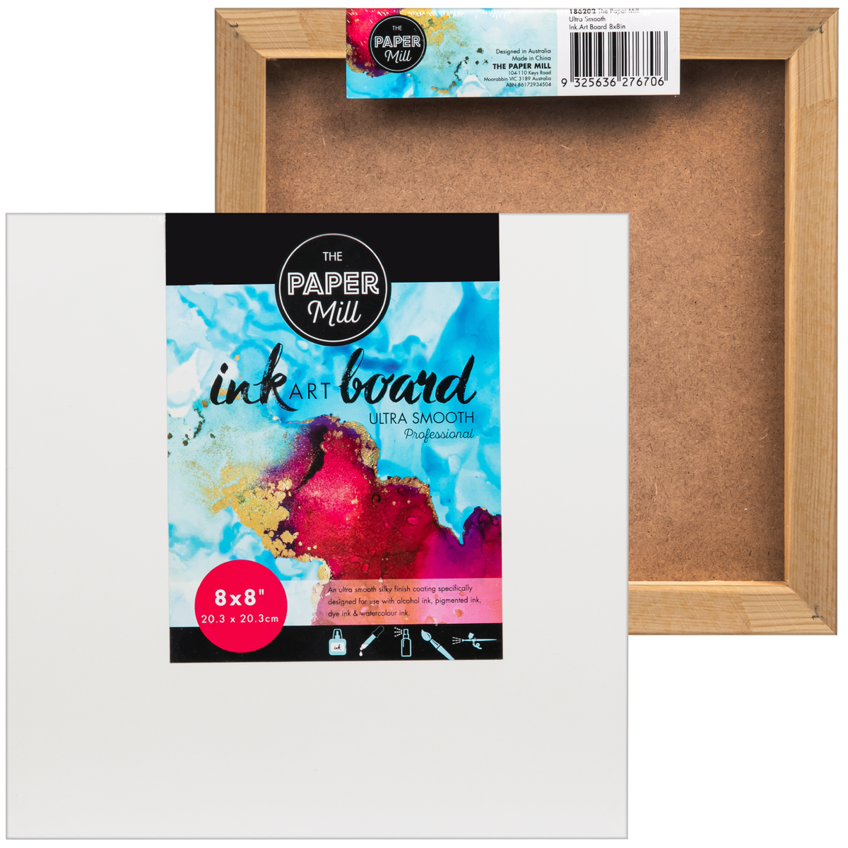 Light Gray The Paper Mill 19mm Thick Ultra Smooth Alcohol ink Board, 8x8 Inches Canvas and Painting Surfaces