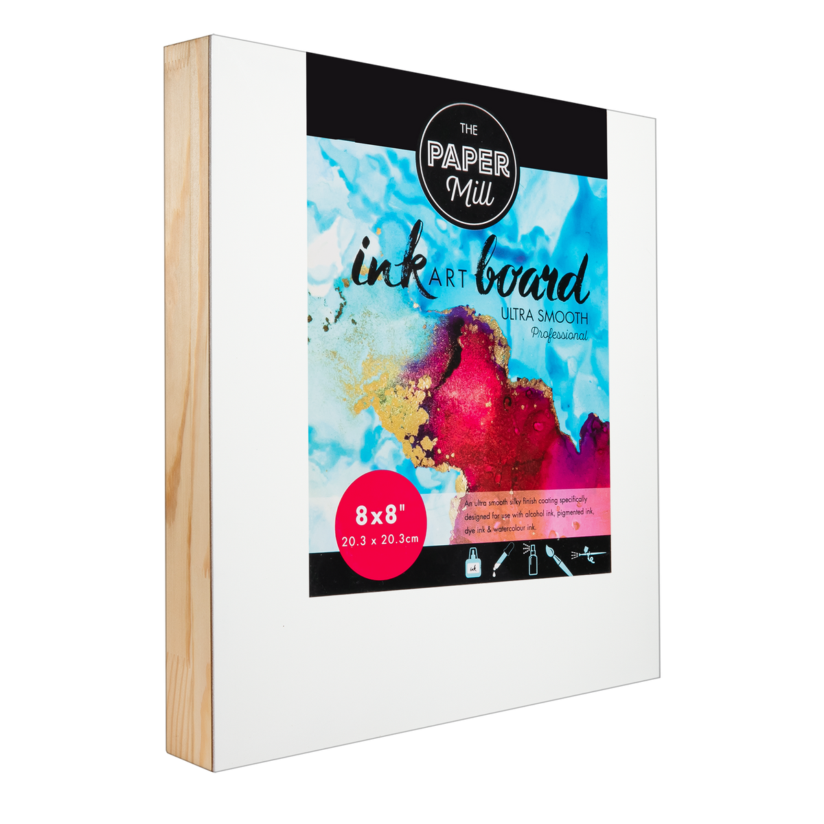 Dark Slate Gray The Paper Mill 19mm Thick Ultra Smooth Alcohol ink Board, 8x8 Inches Canvas and Painting Surfaces