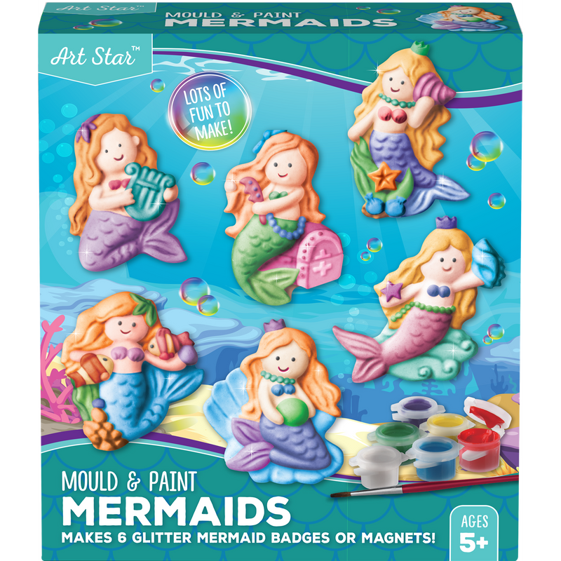 Steel Blue Art Star Mould and Paint Plaster Mermaid Kit Makes 6 Kids Craft Kits