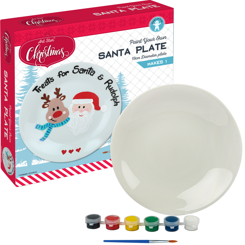 Light Gray Art Star Christmas Paint Your Own Santa Plate 19cm Christmas