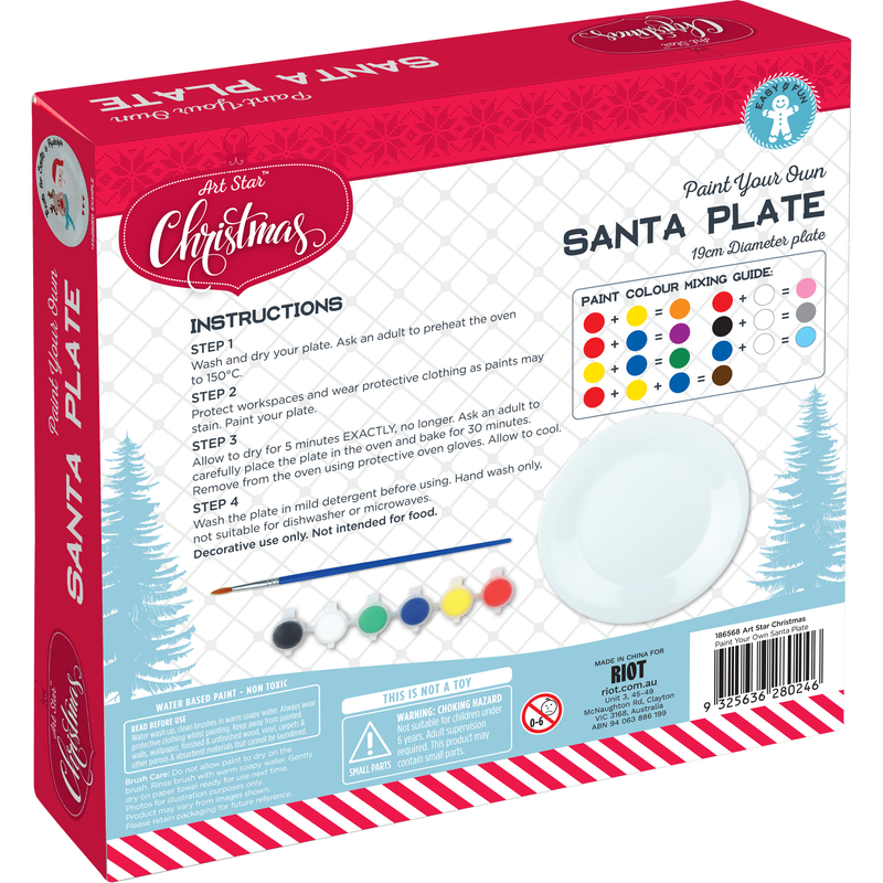 Firebrick Art Star Christmas Paint Your Own Santa Plate 19cm Christmas