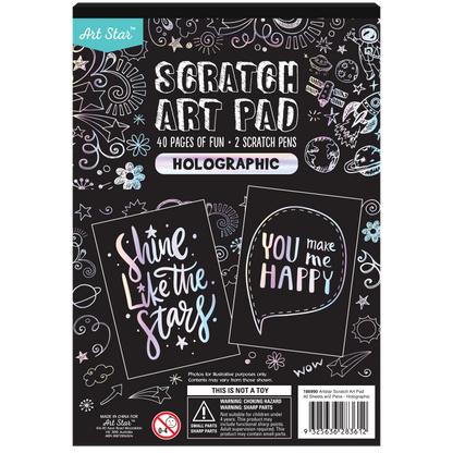 Black Art Star A5 Scratch Art Holographic  40 Sheets Kids Craft Kits