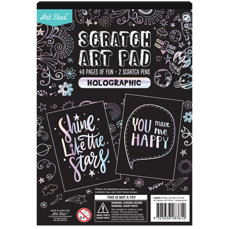 Black Art Star A5 Scratch Art Holographic  40 Sheets Kids Craft Kits