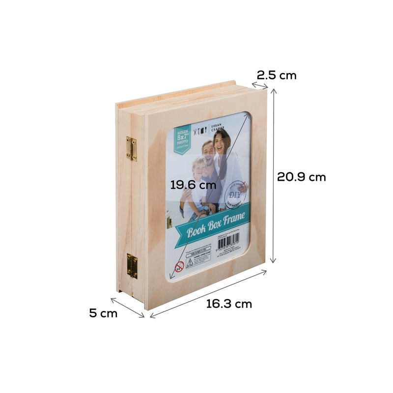 Gray Urban Crafter Pine & Ply Book Box with Photo frame 21.5x16.5cm Frames